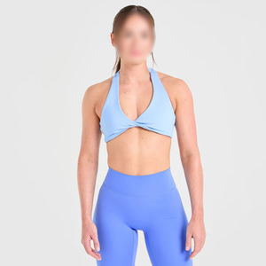 OEM ODM Essential Light Blue Color Good Seller Factory Rate Make Your Own New Arrival Women Wear Simple Halter Neck Sports <b>Bra</b> - Product Image 1