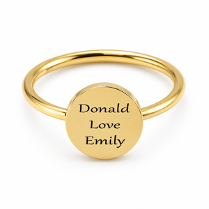 14k Gold Filled <b>Solid</b> 925 <b>Silver</b> 10mm Minimal Flat Disk Coin Geometric Custom Name Engraved Ring Fine Jewelry Gift For Women - Product Image 1