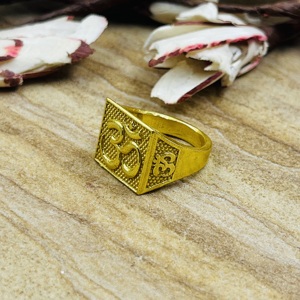 New Arrival Spiritual Om Signet <b>Ring</b> Tribal Texture Brass <b>Ring</b> <b>Men</b> 18K Gold Plated Religious Signet Design <b>For</b> Wholesale/OEM/ODM - Product Image 4