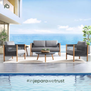 Sillón de Jardín Moderno de Teca para Exteriores, Diseño de Cuerda Impermeable, Ecológico, Duradero y Cómodo para Uso en Villas y Hoteles - Product Image 3