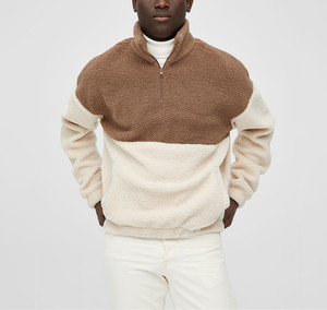 2026 New Oem Custom Color Block Stand Collar 1/4 Zip Half Quarter Zip <b>Pullover</b> Sherpa Fleece Hoodie Sweatshirt <b>Jumper</b> for Men - Product Image 1