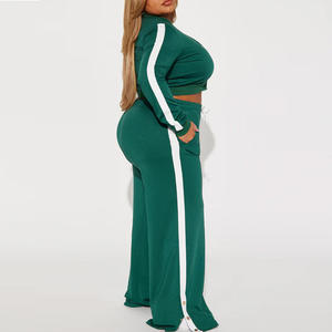 Conjunto Deportivo de Algodón para Mujer, Color Verde Oliva, con Capucha, Chaqueta Impermeable con Cremallera, Forro Polar, Secado Rápido, Pantalones Anchos - Product Image 5