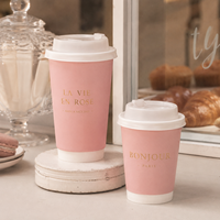 Gobelets en papier à paroi simple et double, écologiques, imprimés avec logo personnalisé, couleur rose doré, pour boissons chaudes