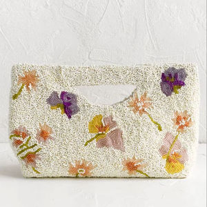 Sac à main décontracté indien fait main de luxe avec accessoires de mode en cristal, poignée perlée multicolore et style local durable - Product Image 6