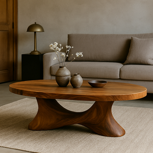 Mesa de Centro de Madera Natural Hecha a Mano de Estilo Moderno Orgánico, Mesa de Centro Escultural con Borde Natural y Decoración Japandi Wabi-Sabi, Pieza Decorativa - Product Image 4