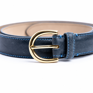 <b>Women</b> <b>Navy</b> Blue Leather <b>Belt</b> Gold Buckle Fashion Waist <b>Belt</b> for Ladies Casual Dress Jeans Wholesale Supplier Custom OEM Exporter - Product Image 5