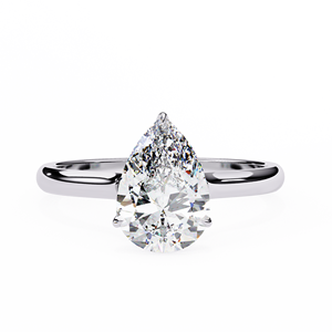 Bague de fiançailles solitaire en or blanc 14 carats avec diamant de laboratoire taille poire - Product Image 1