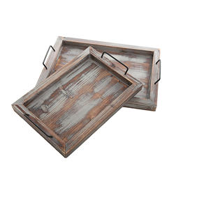 Bandeja de servicio de madera de color de fábrica, bandejas de mesa de decoración de lujo para el hogar interior, hechas en la India, la última bandeja de café única - Product Image 5