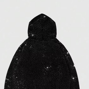 Sweat à capuche streetwear d'hiver personnalisé avec strass taillés au diamant, coupe oversize, en polyester/coton respirant et écologique, fournisseur ODM - Product Image 5