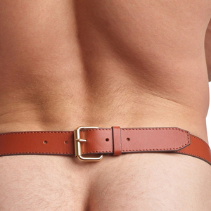 Newest High-Quality Real Leather Men's Underwear <b>Jockstrap</b> OEM ODM Service Hybrid Fabric & Leather Athletic Support Gear - Product Image 3