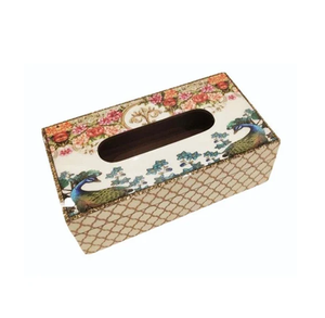 Boîte à mouchoirs créative en bois à motif paon et floral, boîte de rangement pour papier, décoration – Offre Spéciale - Product Image 1
