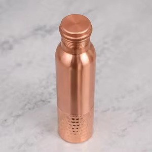 Etching Copper Double Wall Eco-Friendly 34 Oz Large Hammered 100% Ayurvedic Pure Leak-Proof Straw Water Bottle - Product Image 2