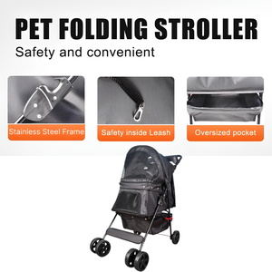 Chariot pour animaux de compagnie pliable moderne TH-PPS-255 support de gobelet de système de freinage arrière d'auvent résistant aux UV pour le voyage - Product Image 5