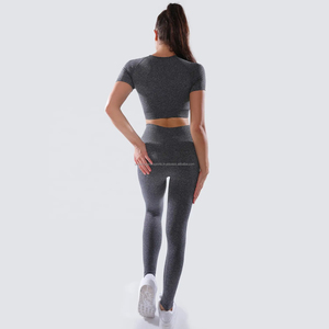 เซ็ตชุดออกกำลังกายในยิมของผู้หญิงบราออกกำลังกายผ้าฝ้าย100% ระบายอากาศและเลกกิ้งห้าส่วนเอวกลางที่สมบูรณ์แบบสำหรับโยคะ - Product Image 6