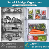 Ensemble de 7 contenants de rangement pour réfrigérateur en PP transparent avec couvercles, étanches, sans BPA, compatibles lave-vaisselle, empilables, boîtes organisatrices de cuisine