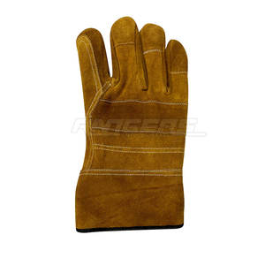 Gants en cuir résistants à la chaleur, cuir de vachette marron, protection industrielle, fabrication sur mesure, OEM, distributeur en gros, gants de sécurité en cuir - Product Image 1