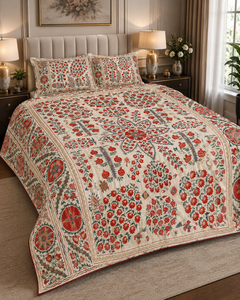 Luxury King <b>Queen</b> Size Handmade Suzani <b>Bed</b> <b>Sheets</b> Kantha Pattern Organic Cotton Filled Hotel Use Wedding Gift - Product Image 1
