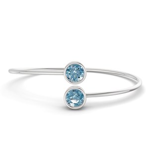 Brazalete Cleo Flexi de Oro Rosa de 14 Quilates con Diamante de Laboratorio Azul Hielo (1 Ct.) Tw. Brazaletes Románticos Certificados de Moda para Mujer - Product Image 3
