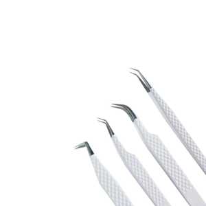 Pince à épiler à pointe en fibre à 90 degrés pour extensions de cils, couleur rose, pour extensions de cils volume, marque privée - Product Image 4
