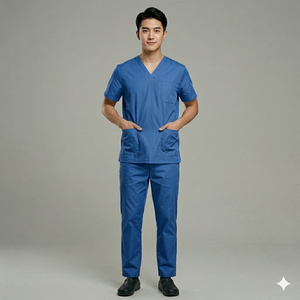 Customized embroidered Logo Female Medical <b>Scrub</b> Set Stretchable soft fabric Uniform with Short Sleeves Top and Jogger Pants - Product Image 5