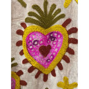 Hand Embroidered Knitted Velvet Cotton <b>Jacket</b> Women <b>Mandarin</b> <b>Collar</b> Full Sleeve Autumn Winter Bohemian Eye Pattern Open Front - Product Image 3