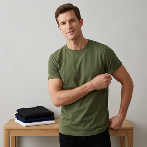 Summer Solid Front Knitted 100% Cotton High Quality Eco-Friendly Anti-Wrinkle Quick Dry Regular Fit Customized O-Neck Short - Product Image 5