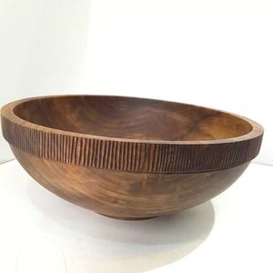 Bol de service en bois de manguier écologique de style européen, léger, fait main, durable, idéal pour les réceptions. - Product Image 1
