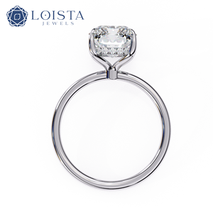 Bague de fiançailles LOISTA pour femme en platine avec diamant taille émeraude et diamants naturels latéraux, certifiée GIA, style classique - Product Image 4