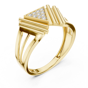 Luxury Gold Plated Geometric Triangle CZ Diamond <b>Ring</b> for Women <b>Open</b> Band Fashion Engagement Wedding Jewelry - Product Image 4