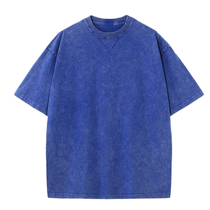เสื้อยืดคอกลมผ้าโพลีเอสเตอร์/คอตตอน ล้างสีแบบแอซิด แขนสั้น สกรีนโลโก้แบรนด์ของคุณเองได้ ขายส่ง เป็นมิตรกับสิ่งแวดล้อม ระบายอากาศได้ดี - Product Image 3