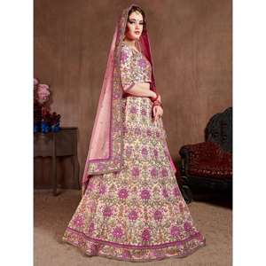 Arresting Pastel Pink Colored Bridal Wear Diseñador Bordado Lehenga choli - Product Image 4