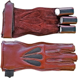 Guantes de tiro con arco KyzoFire de cuero genuino al por mayor, con cierre de gancho y bucle, unisex, protectores para caza con arco y protección para los dedos. - Product Image 3