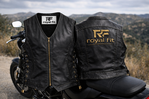 Chaleco de Motociclista Personalizado de Cuero Genuino, Impermeable, Transpirable, para Hombre, sin Mangas, con Cierre de Cremallera y Detalle de Cordones, Ropa Exterior para Motocicleta - Product Image 4