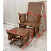 Fauteuil à bascule traditionnel antique avec ottoman en rotin PVC tressé et structure en bois massif pour salon, chambre, hôtel, salle à manger