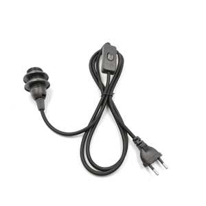 Cable de alimentación trenzado de tela <span class=keywords><strong>con</strong></span> <span class=keywords><strong>enchufe</strong></span> europeo, interruptor de botón 303, cable <span class=keywords><strong>con</strong></span> <span class=keywords><strong>enchufe</strong></span>, portalámparas E14, cable <span class=keywords><strong>con</strong></span> <span class=keywords><strong>enchufe</strong></span> de doble anillo, portalámparas - Product Image 5