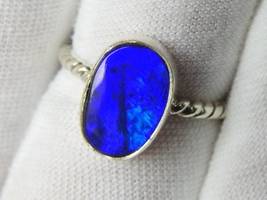 แหวนโอปอลออสเตรเลียปรับขนาดได้-เงินแท้ 925-พลอยประจำเดือนตุลาคม-โอปอลดับเบิ้ล-เครื่องประดับทำมือ-ของขวัญสำหรับเธอ-MS - Product Image 3