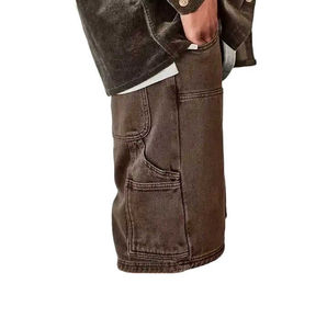 Pantalones Cortos de Trabajo de Lona Marrón para Hombre, Pantalones Cortos de Mezclilla Utilitarios para Carpintero, Corte Holgado, Multibolsillos, Pantalones Cortos Casuales de Algodón para Verano - Product Image 5