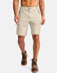 Shorts de plage décontractés élégants pour hommes en polyester avec fermeture éclair, taille élastique avant, séchage rapide, légers, pour la gym, le fitness et les sports de plein air - Product Image 2