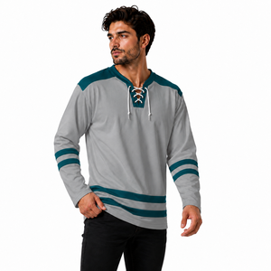 Camiseta de Hockey Personalizada, 100% Poliéster, Absorbente de Humedad, Cuello Redondo, Manga Larga, Transpirable, Etiqueta Privada OEM - Product Image 5
