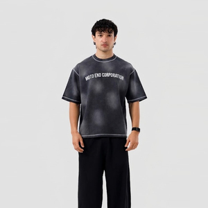 Camiseta de Manga Corta Oversize Moto End Corporation para Hombre, Estilo Urbano, Cuello Redondo, Algodón Jersey, Transpirable, Diseño con Hombros Caídos - Product Image 3