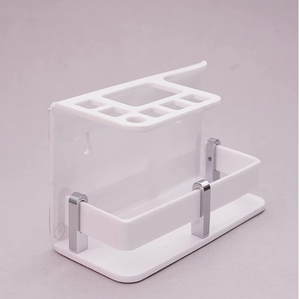 Metcraft Modern Black Metal Wireframe Wall Rack Portable Minimalist Bathroom Stand Holds White Tumbler Toothbrush Wholesale - Product Image 2