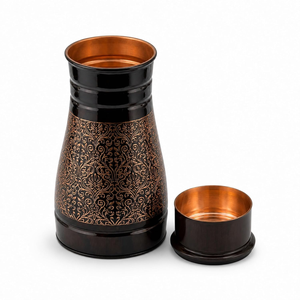 Black Printed Copper <b>Water</b> <b>Bottle</b> Drinking <b>Bottle</b> with Decorative Black Finish Traditional <b>Metal</b> <b>Water</b> <b>Bottle</b> for Home Office - Product Image 1