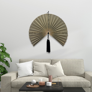 Ventilateur mural en bambou de haute qualité, noir et gris, ventilateur suspendu, style Japandi Wabi Sabi, ventilateur en bambou fabriqué par KingCraftViet - Product Image 2