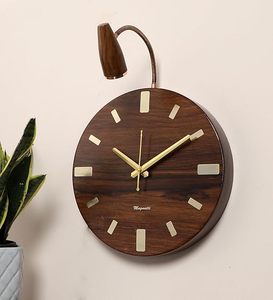 <b>Modern</b> Wooden 16-inch Silent Quartz Round Hanging <b>Wall</b> <b>Clock</b> with Antique Style Decorative Timepiece for Living Room Home Decor - Product Image 1
