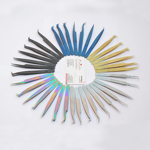 Pinzas de diamante dorado de nuevo diseño, pinzas curvas antideslizantes, herramientas para pestañas, juego de pinzas para pestañas curvas profesionales con embalaje - Product Image 4