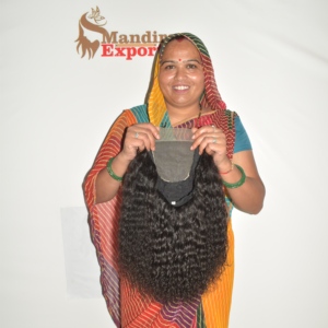 Perruque bouclée en cheveux humains bruts de temple indien, 100% Remy, cuticules alignées, noir naturel, double trame Fusion, fabriquée à la machine, 10-36 pouces - Product Image 5