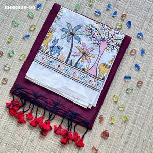 Magnifique sari en coton Khadi au look élégant et aux couleurs étonnantes avec chemisier brodé – Collection fournisseur d'Inde Saree Love - Product Image 2