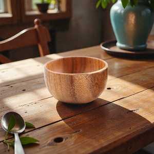 Acacia Wood Bowl Japanese Style Rice & <b>Small</b> Soup Bowl Natural Kitchen Tableware Minimalist Salad Dish Mini Dough Bowl - Product Image 2