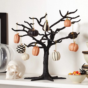 Black Halloween <b>Tree</b> Stand <b>with</b> Hanging Pumpkin Ornaments Indoor Decor Tabletop Display - Product Image 1
