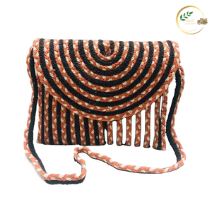 Bolso bandolera de yute con cremallera, elegante y moderno para mujer - Product Image 1